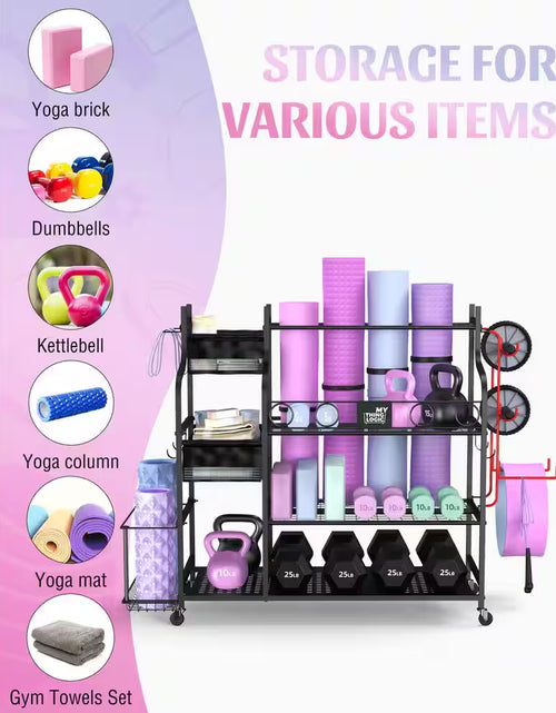Load image into Gallery viewer, 220 Lbs. Yoga Mat Storage Racks Gym Sports Equipment Storage Organizer with Black Finish
