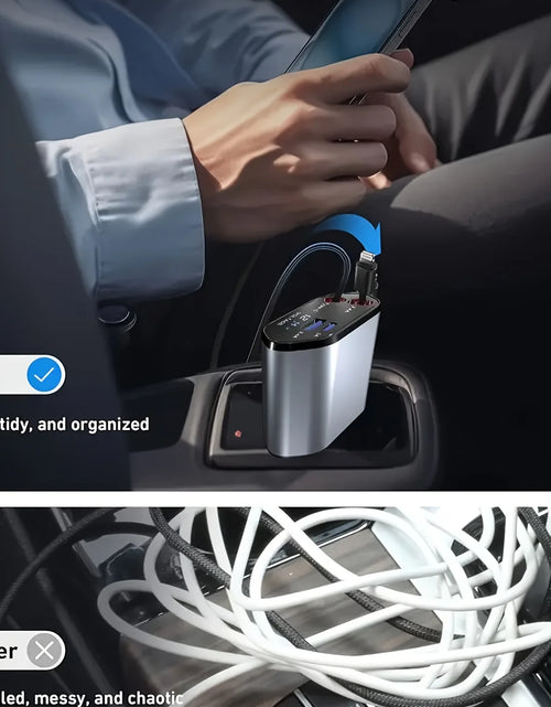 Load image into Gallery viewer, Retractable Car Charger 4 in 1 Fast Car Phone Charger 120W with USB Type C Cable
