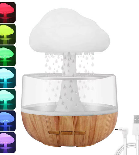 Rain Cloud Humidifier Rain Colorful Mushroom Cloud Raindrop Atmosphere Lamp Night Light Essential Oil Small Aromatherapy Machine