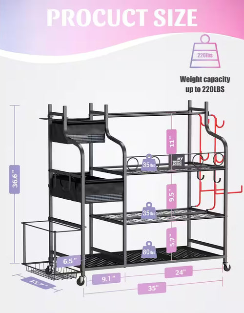 Load image into Gallery viewer, 220 Lbs. Yoga Mat Storage Racks Gym Sports Equipment Storage Organizer with Black Finish
