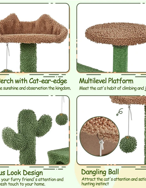 Load image into Gallery viewer, Cleobury 53'' Height Cat Cactus Tree Condo Kitten Tree Tower
