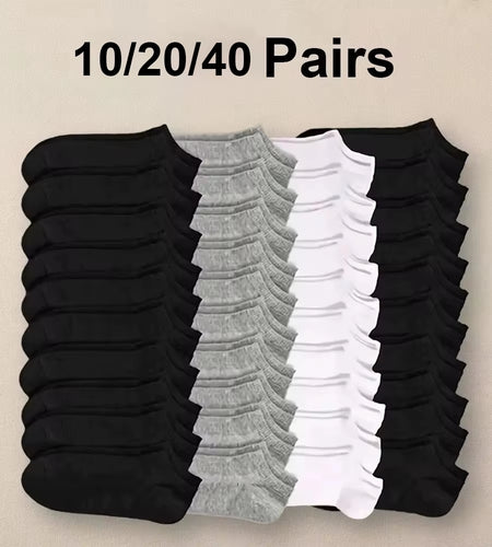 10/20/40 Pairs Men'S Boat Socks Business Sport Sweat Absorption Mature Summer Autumn Solid Color Versatile Ankle Socks